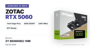 ZOTAC Gaming GeForce RTX 5060 Twin Edge Plus ZT-B50600E2-10M graphics card with 8GB GDDR7 and dual BladeLink fans