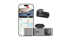 boAt Hive Dashcam F1 Pro 3-channel dash camera with 4K front camera, rear camera and GPS app view