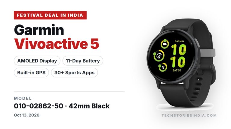 Garmin Vivoactive 5 010-02862-50 42mm black GPS smartwatch with AMOLED display and silicone band