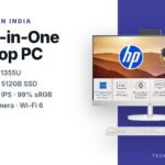 HP All-in-One 27-cr0582in desktop in Shell White with 27-inch FHD IPS display and Intel Core i7-1355U