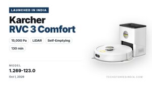 Karcher RVC 3 Comfort 1.269-123.0 robot vacuum and mop in white with self-emptying station and LiDAR navigation