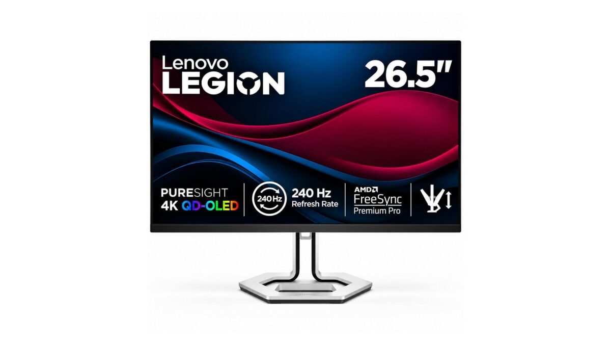 Lenovo Legion Pro 27UD-10 68CEGACBIN 26.5-inch 4K QD-OLED gaming monitor with 240Hz refresh rate and height adjustable stand