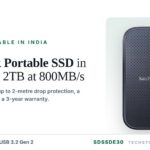 SanDisk Portable SSD SDSSDE30 with up to 800MB/s read speed, USB 3.2 Gen 2 and rubber hook